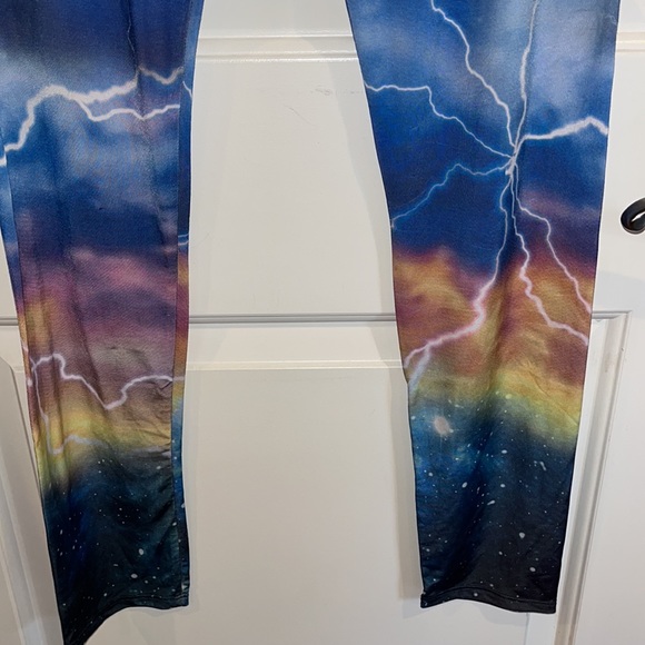 Silky leggings lightening design elastic waistband Sz m - Picture 2 of 6